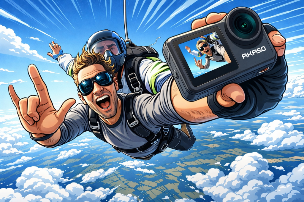 アクションカメラのAKASO Brave 7 LEを使ってスカイダイビング