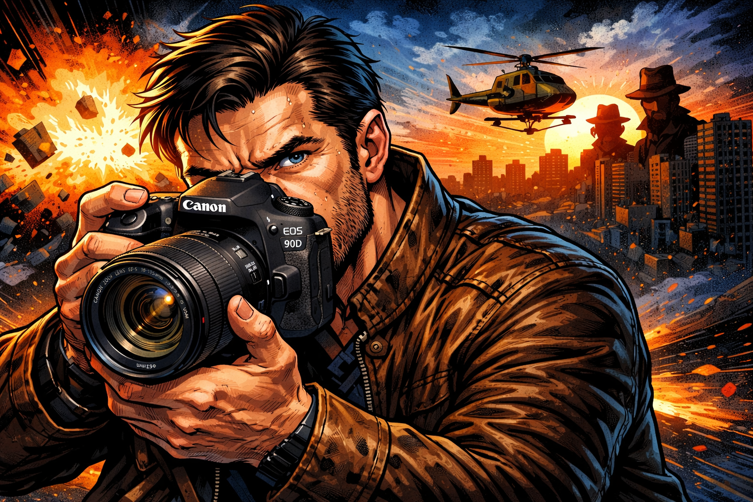 Canon-EOS-90Dのカメラを使っている男性