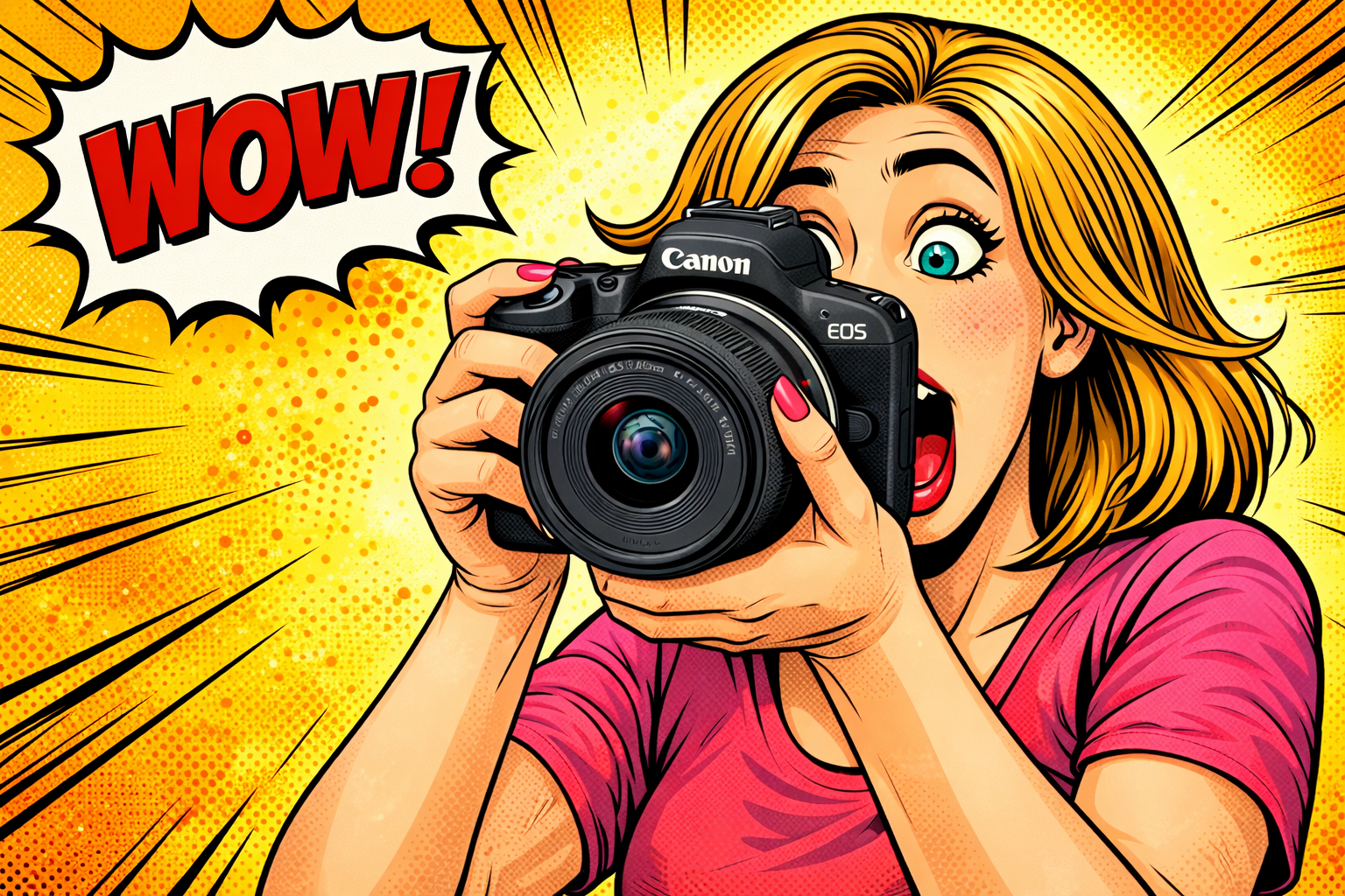 EOS R50を使う女性