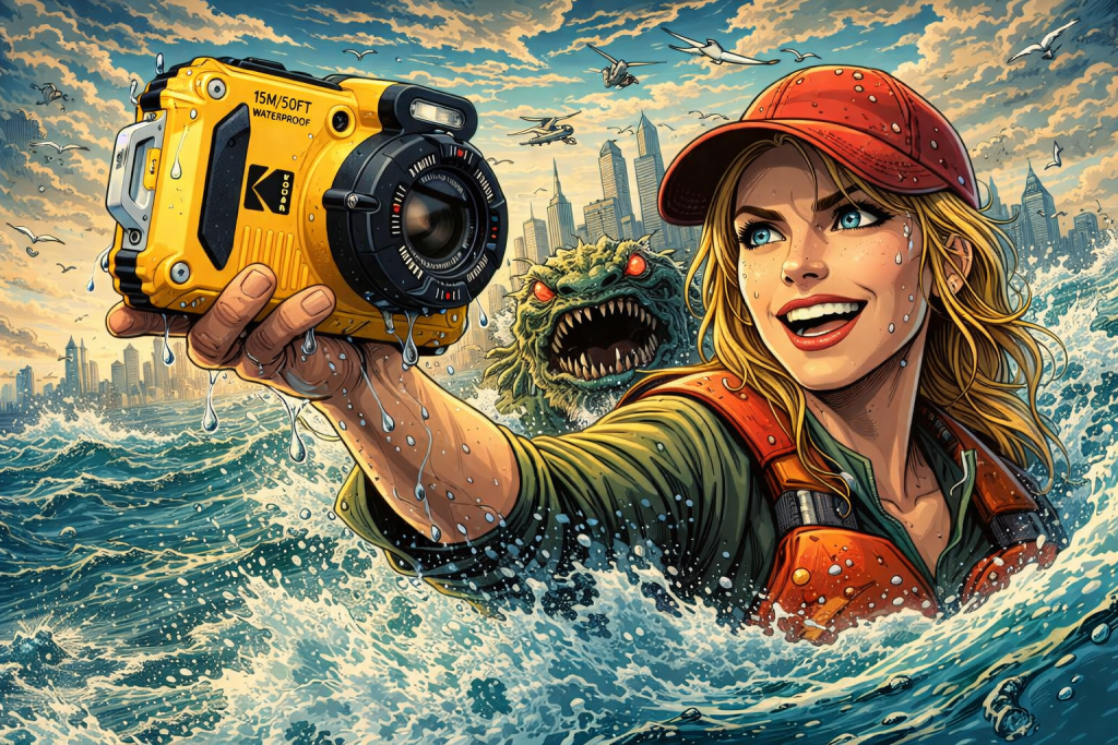 PIXPRO-KODAK-WPZ2-AMZを使う女性の画像