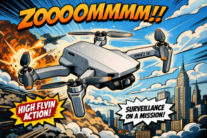 DJI Mini 2 SEのドローンが空を飛んでいる