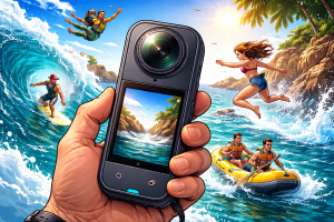 Insta360-x5で海を撮影