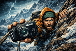 OM-SYSTEM-Tough-TG-7を雪山で使っている様子