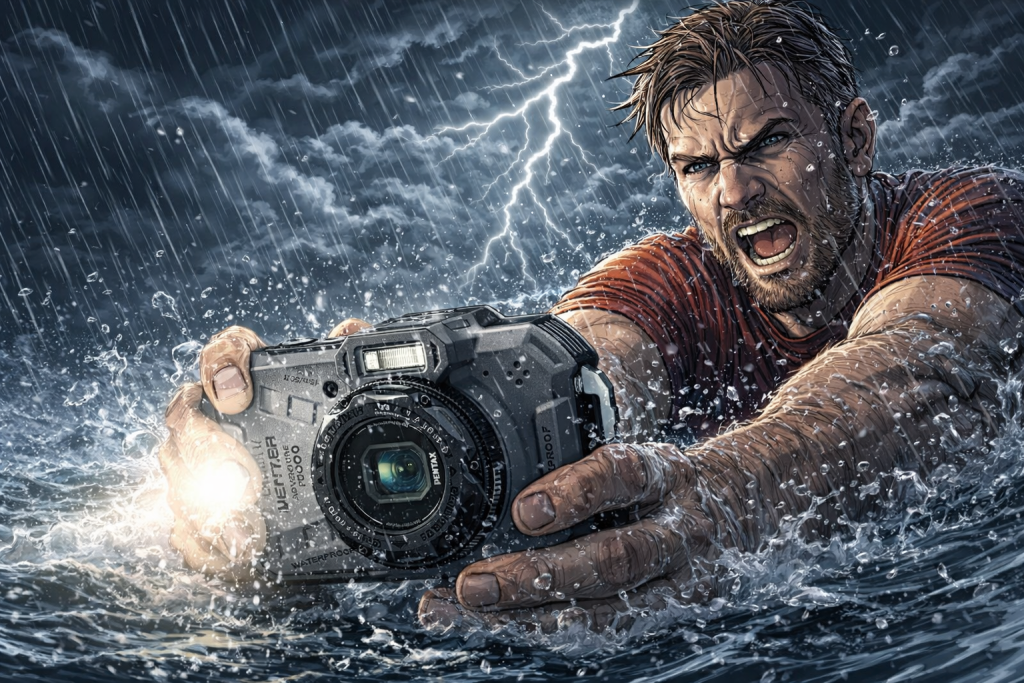 PENTAX-WG-1000を水に浸かりながら撮影