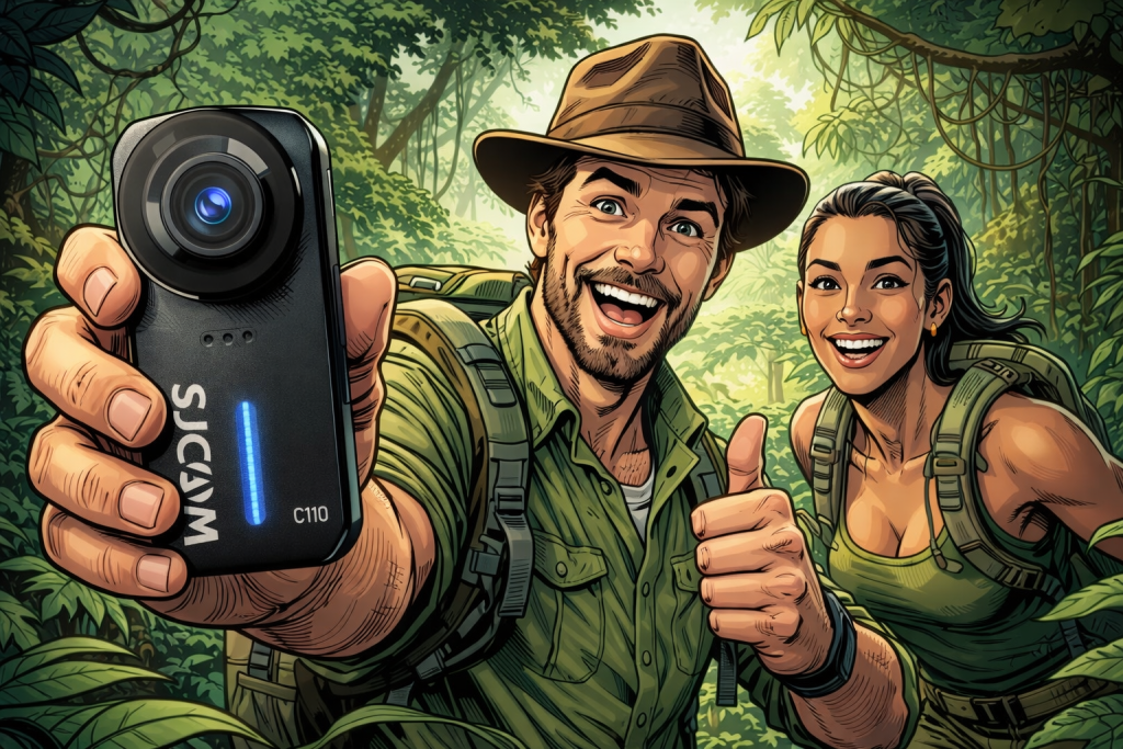SJCAM C110 Pocketでジャングルを撮影するサバイバー